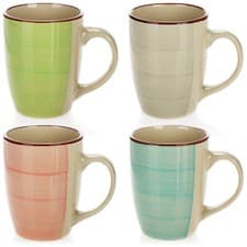 Image of Mug Set of 4 Drinkware Serving Stoneware Multicolour Kitchenware Coffee Tea