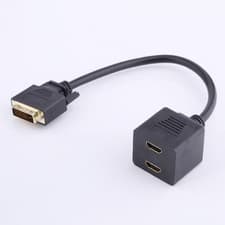 Image of DVI-D Display Male to Two 2 HDMI Dual Female Y Splitter Adapter Cable Line 
