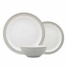 Image of Denby - Elements Light Grey Dinner Set For 4 - 12 Piece Ceramic Tableware Set -