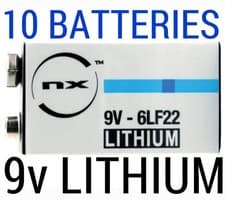 Image of 10 x NX LITHIUM 9v BATTERY BLOC 6LR61 L522 EXP 2041 6LF22 MN1604 TOP QUALITY