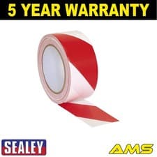 Image of Sealey Hazard Warning Tape 50mm x 33m Red/White HWTRW