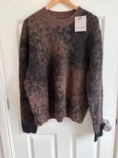 Image of All Saints Men's Storm Relaxed Crew Knit Jumper in Brown Size Medium