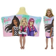 Image of Barbie Kids Hooded Towel, Cotton, 100% Cotton, Pink, Mattel