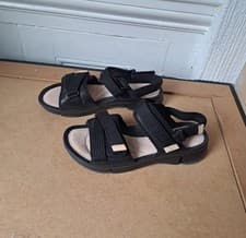 Image of UK Size 6 Clarks Trigenic Women's Ladies Summer Holiday Sandals EU 39 Black Walk
