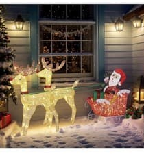 Image of 3-Piece Lighted Christmas Reindeer Family Set 180cm Outdoor 150 LED Warm White