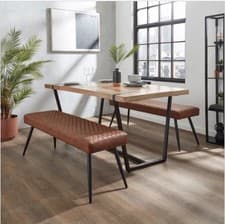Image of Montreal 2 Seater Dining Bench, Faux Leather, 135cm
