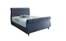 Image of Zoe Chesterfield Velvet Studded Scroll Bed - All Sizes, Colours, Fabrics - NEW