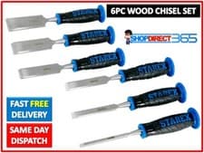 Image of 6 Piece Wood Chisel Set Work Professional Carbon Steel Grip Striking Cap UK 8-17