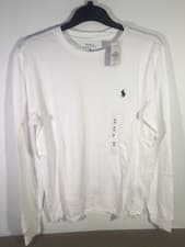 Image of Ralph Lauren Polo Mens White Long Sleeves Top Tee Size Medium