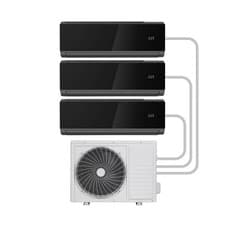 Image of electriQ Black Multi-Split 3x 9000 BTU Heating & Cooling Wall Air Conditioner Sy