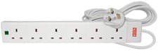 Image of Mercury 429.776UK 6 Gang 13A Extension Lead with Surge Protection, 2.0m, White