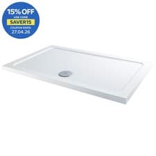 Image of Modern Rectangular Shower Tray 1600x800mm Low Profile Lightweight White Waste