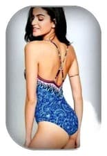 Image of Ladies French Connection Blue Swimsuit Lined X Straps Beach swim UK 8 12 BNWT