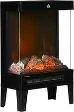 Image of HOMCOM 180° Electric Fireplace Heater Freestanding Stove LED Flame Quiet