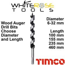 Image of TIMCO Wood Auger Drill Bits Hex Shank Screw Point Timber Hardwood Softwood Ply