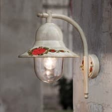 Image of Outdoor Wall Sconce Classic Ivory and Gold Lantern 1 Light FL-170