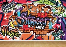 Image of Modern Graffiti Trendy Urban Art Wallpaper Feature Wall Mural Bedroom Pastable