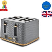 Image of Tower T20061MNB Empire 4-Slice Toaster with Defrost/Reheat, Midnight Grey
