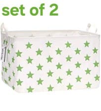Image of Storage Basket Collapsible Kids Toys Star Pattern Green