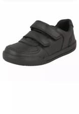 Image of Clarks Infant Mini Racer Boys Rip Tape Black Leather Shoes 7.5 G /Eu 24.5