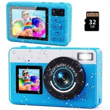 Image of Waterproof Digital Camera Underwater 10ft Dual Screen 18X Zoom Compact Kids Gift