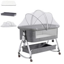 Image of 4in1 Baby Bedside Crib Sleeper Bassinet Height Adjustable Infant Newborn Cot Bed