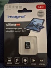 Image of Integral Ultima Pro 64GB microSDXC Memory Card. Brand New Sealed