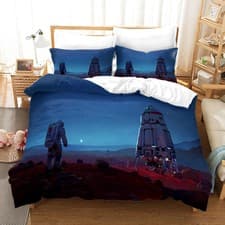 Image of Astronauts Space Bedding Set Holiday Gift Quilt Duvet Cover Single Double Size