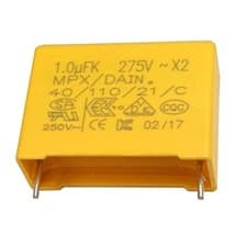 Image of 1.0uF 275v X2 MPX 40/110/21 safety Capacitor pitch 22mm cropped 1uF–ref:cx832