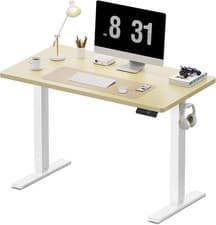 Image of 100 x 60 cm Standing Desk, Electric Height Adjustable Desk with 2 Hooks, Comput