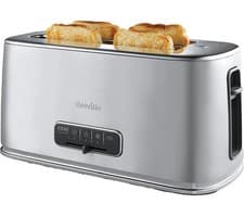 Image of TieDex UK BREVILLE Edge Long Slot VTR023 4 Slice Toaster - Brushed Stainless