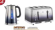 Image of RUSSELL HOBBS Eclipse Stainless Steel Kettle And 4 Slice Toaster Set In Blue