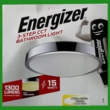 Image of 15W (=100W) Round Circular Silver LED Ceiling Bathroom Light CCT Zone 1, 2, 3