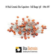Image of 10 Pack Ceramic Disc Capacitor 1pF - 100nF 50V Radial Large Range