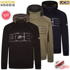 Image of JCB Horton Hooded Sweatshirt Heavyweight Hoodie Casual Workwear Top Jumper Hoody