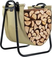 Image of TJ.MOREE Heavy Duty Log Holder Rack with Canvas Log Carrier for Indoor Outdoor