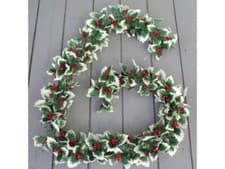 Image of Artificial 180cm Variegated Holly and Berry Garland - Premium Quality