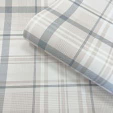 Image of Kirkham Check Neutral Green Orange Navy Wallpaper Paste The Paper Bedroom