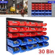 Image of 30 Pcs Wall Mount Storage Organiser Bin Rack DIY Tool Bits Boxes Garage Workshop