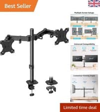 Image of Space-Saving Black Dual Monitor Mount for 13-32 Inch Screens - Easy Installation