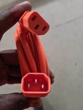 Image of Power Extension Cable IEC C14 Male Plug to IEC C13 Female Lock Orange 5m metres