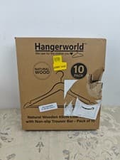 Image of HANGERWORLD 10 Wooden 45cm Coat Clothes Garment Hangers with Non Slip Trouser Ba