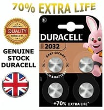 Image of 4 X Duracell CR2032 BR2032 DL2032 Battery Coin Cell Lithium Batteries 3v Button