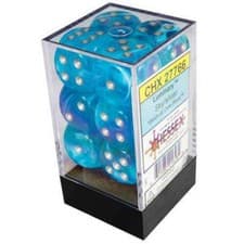 Image of Chessex 16mm D6 Luminary Dice Block Green White 12 Pieces Ages 14+ and Up