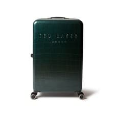 Image of Ted Baker Icon Case Large Suitcase Forest Green Croc 4 Wheel Luggage Travel 122L