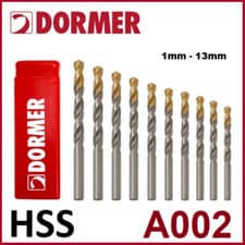 Image of DORMER A002 HSS Tin Coated Jobber Drills - Metric - High Speed Steel Twist Bits