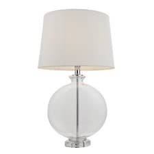 Image of Table Lamp - Clear Glass & Nickel Plate - 60W E27 - Bedside Light Base & Shade