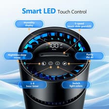 Image of 3L Smart Humidifier with Filter, LED Display, 3 Mist Levels, Negative Ion Tec...