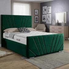 Image of LUXURY OTTOMAN GASLIFT STORAGE BED FRAME PLUSH VELVET UPHOLSTERED 54"HEADBOARD