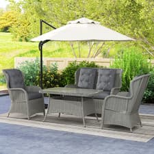 Image of 4 PCs Outdoor Rattan Sofa Set, Wicker Sectional Sofa Set Garden Furniture